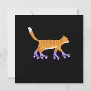Invitation Patinage en ligne Chat Kitten Rollerblading Patins