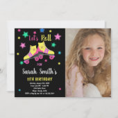 Invitation Patinage étoile Jaune Patinage Anniversaire Invita (Devant)