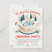 Invitation Patinage hivernal fête d'anniversaire (Devant)
