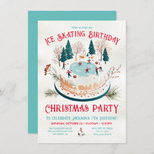 Invitation Patinage hivernal fête d'anniversaire