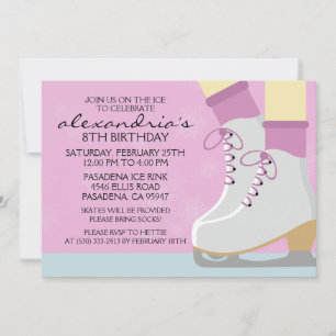 Invitation Patinage Lilac Pale Skin Laces Ice Skate Party