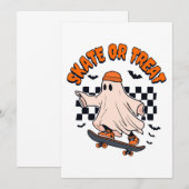 Invitation Patinage ou traitement du fantôme Halloween (Devant / Derrière)