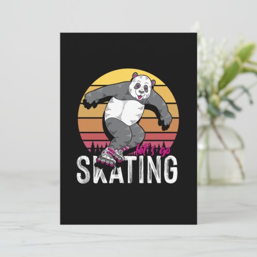 Invitation Patinage Panda Patinage Inline Rollerblading (Debout devant)