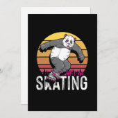 Invitation Patinage Panda Patinage Inline Rollerblading (Devant / Derrière)