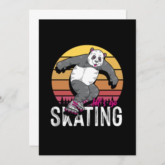 Invitation Patinage Panda Patinage Inline Rollerblading (Devant / Derrière)