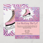 Invitation Patinage Personnalisé Rose (Devant / Derrière)