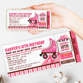 Invitation Patinage rose Patinage Sport Pass Anniversaire