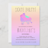 Invitation Patinage rose violet foncé élégant Sweet 16 Roller (Devant)