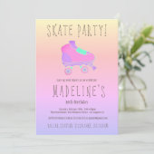 Invitation Patinage rose violet foncé élégant Sweet 16 Roller (Debout devant)