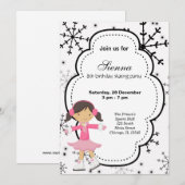 Invitation Patinage sur glace Anniversaire (Blanc) (Devant / Derrière)