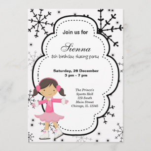 Invitation Patinage sur glace Anniversaire (Blanc)