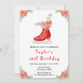 Invitation Patinage sur glace Anniversaire de la fête Rouge (Devant)