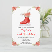 Invitation Patinage sur glace Anniversaire de la fête Rouge (Debout devant)