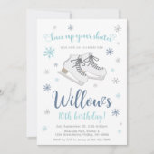 Invitation Patinage sur glace Anniversaire d'hiver, Bleu, N'i (Devant)