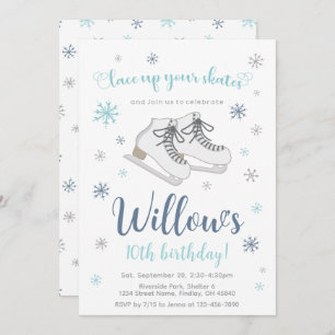 Invitation Patinage sur glace Anniversaire d'hiver, Bleu, N'i