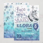 Invitation Patinage sur glace Anniversaire Fête Garçon Fille (Devant / Derrière)