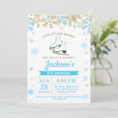 Invitation Patinage sur glace Anniversaire Fête Patinage Bleu (Debout devant)