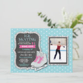 Invitation Patinage sur glace Anniversaire Fête Photo Patinag (Debout devant)