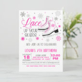 Invitation Patinage sur glace Anniversaire - Fille - Rose (Debout devant)