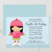 Invitation Patinage sur glace asiatique fête d'anniversaire (Devant / Derrière)