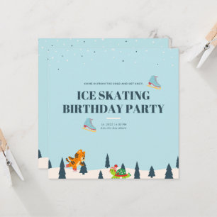 Invitation Patinage sur glace blanc Anniversaire Fête de neig
