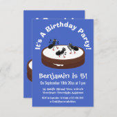 Invitation Patinage sur glace de fourmis joyeuses sur dessin  (Devant / Derrière)