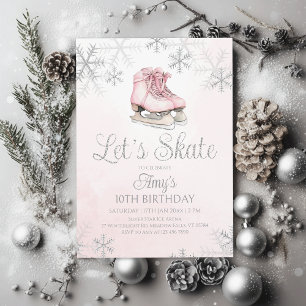 Invitation Patinage sur glace Fête d'anniversaire d'hiver Pai