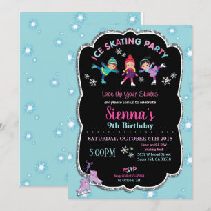 Invitation Patinage sur glace Fête d'anniversaire Filles Snow