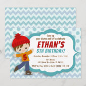 Invitation Patinage sur glace Garçon Blue Patinage sur glace (Devant / Derrière)