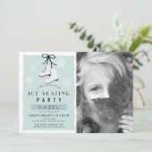 Invitation Patinage sur glace Hiver Bleu Rétro Anniversaire (Debout devant)