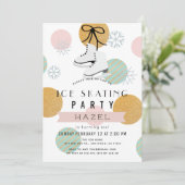 Invitation Patinage sur glace Hiver Rose Gold Girl Anniversai (Debout devant)