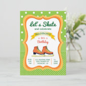 Invitation Patinage sur glace Orange Patinage Anniversaire Fê (Debout devant)