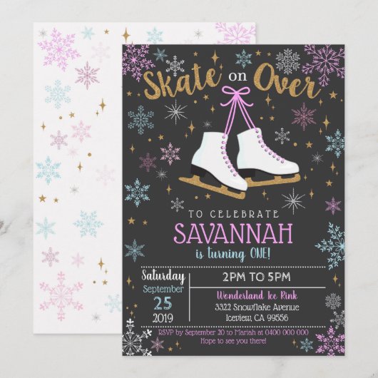 Invitation Patinage sur glace Patinage sur glace F (Devant / Derrière)