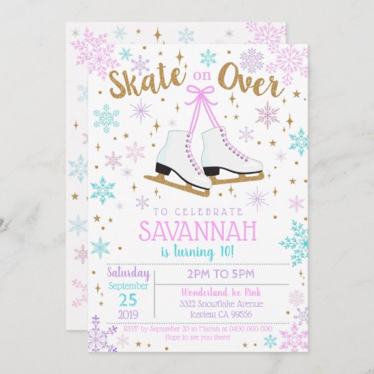 Invitation Patinage sur glace Patinage sur glace F (Devant / Derrière)