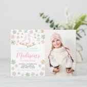 Invitation Patinage sur glace, Pays merveilleux d'hiver avec  (Debout devant)