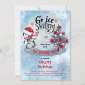 Invitation Patinage sur glace Penguin Vacances 7e fête d'anni (Devant)