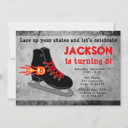 Invitation Patinage sur glace pour garçon Anniversaire extrêm (Devant)