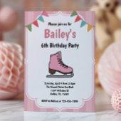 Invitation Patinage sur glace rose Anniversaire