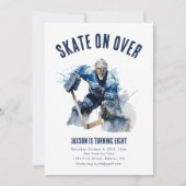 Invitation Patinage sur la glace Hockey Anniversaire Invitati (Devant)