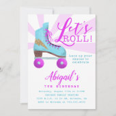 Invitation Patinage vintage Gold Roller Anniversaire (Devant)