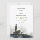 Invitation Patiné bord de mer Lighthouse Island Beach Mariage (Devant)