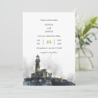 Invitation Patiné bord de mer Lighthouse Island Beach Mariage