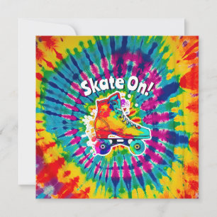 Invitation Patine sur la piste de roller skating Tie Dye Hipp