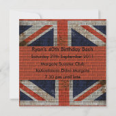Invitation Patiné Union Jack sur mur de briques (Dos)