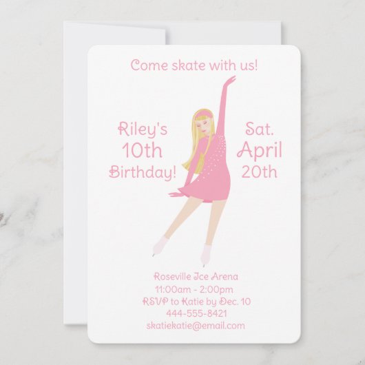 Invitation Patineuse Artistique (Rose) (Devant)