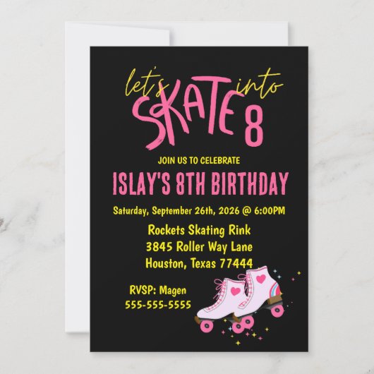 Invitation Patinons en huit fêtes d'anniversaire (Devant)