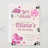 Invitation Patinons Filles Pink Cowgirl Anniversaire (Devant)