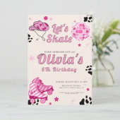 Invitation Patinons Filles Pink Cowgirl Anniversaire (Debout devant)