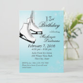 Invitation Patins à glace et flocons de neige Anniversaire (Debout devant)