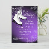 Invitation Patins à glace et flocons de neige Violet Annivers (Debout devant)